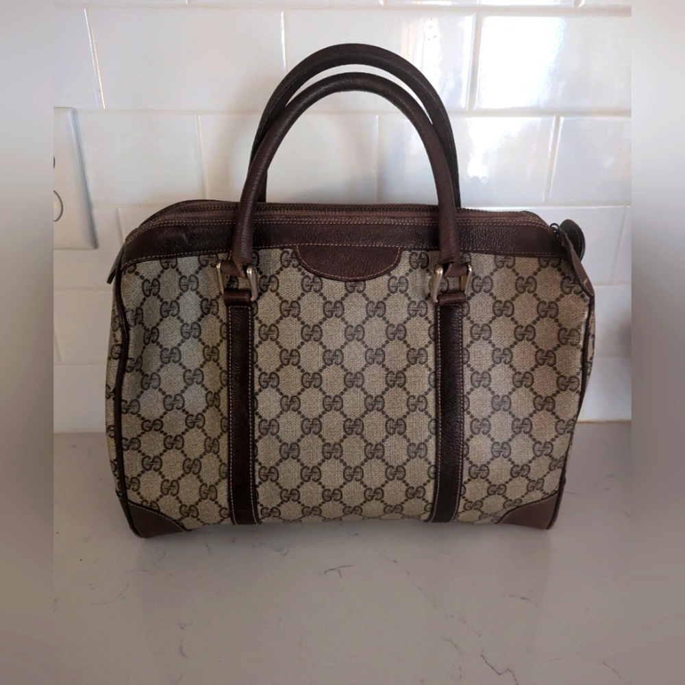 Gucci Brown and Cream Briefcase